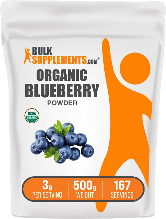 BulkSupplements Organic Blueberry Powder – Antioxidant Support, Vegan & Gluten Free, 3g per Serving, 500g (1.1 lbs) Pack of 1 BritishVita | Premium UK Vitamins & Wellness Supplements