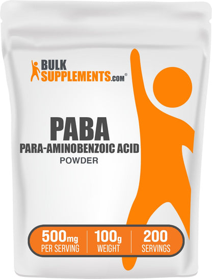 BulkSupplements.com PABA Powder - Para Aminobenzoic Acid 500mg, Vegan & Gluten Free, 100g (3.5 oz) – Pack of 1