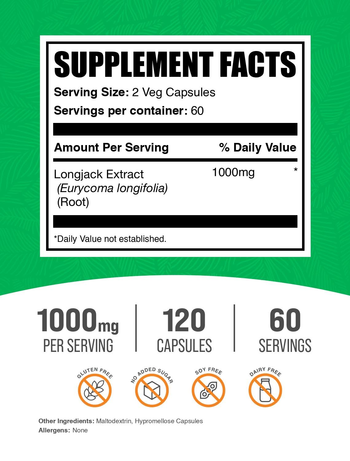 Tongkat Ali Extract Capsules | Longjack Extract Vegan Friendly 120 Veg Capsules | BulkSupplements