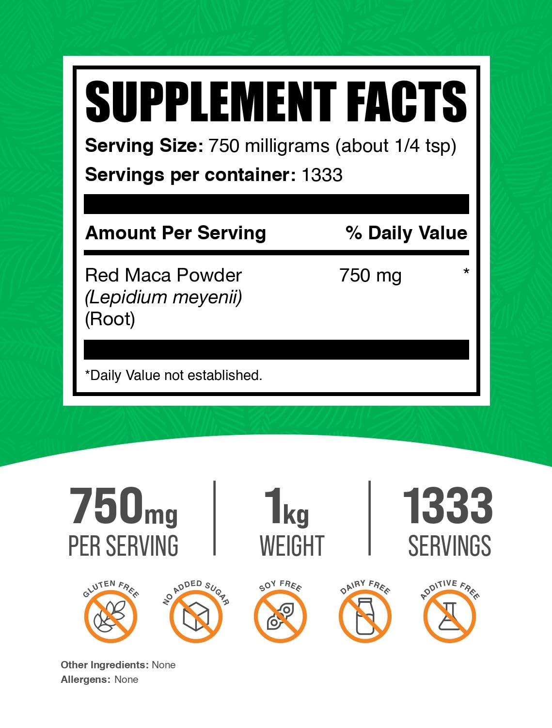 Red Maca Powder 1kg – 750mg per Serving, Vegan & Gluten Free | BulkSupplements