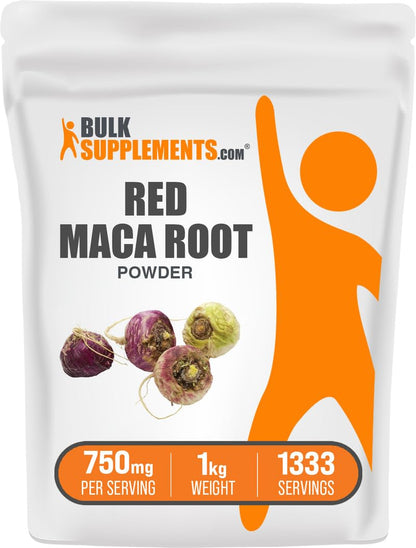 Red Maca Powder 1kg – 750mg per Serving, Vegan & Gluten Free | BulkSupplements