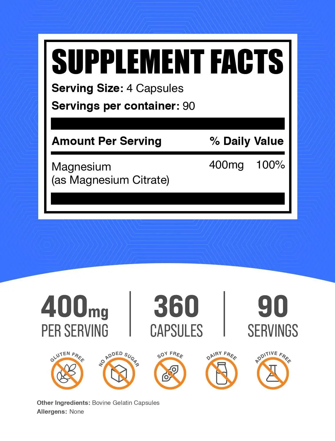BulkSupplements Magnesium Citrate Capsules 400mg — Gluten Free, 4 Capsules per Serving, 360 Count (Pack of 2) BritishVita | Premium UK Vitamins & Wellness Supplements
