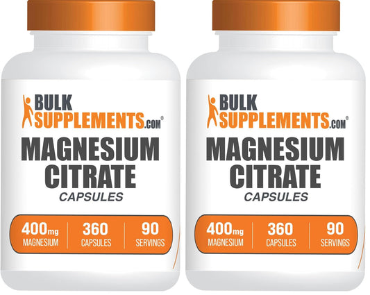 BulkSupplements Magnesium Citrate Capsules 400mg — Gluten Free, 4 Capsules per Serving, 360 Count (Pack of 2) BritishVita | Premium UK Vitamins & Wellness Supplements