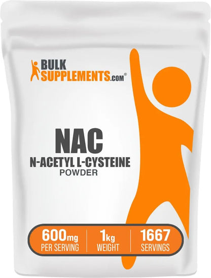 BulkSupplements NAC Powder 600mg – N-Acetyl Cysteine Supplement, Gluten Free, 1kg (1667 Servings) BritishVita | Premium UK Vitamins & Wellness Supplements