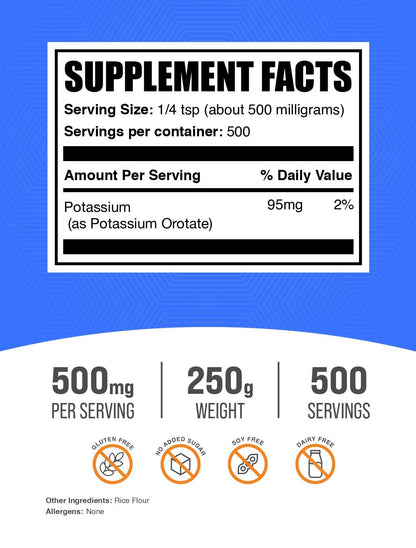 Potassium Orotate Powder – 500mg per Serving | Hydration Support | Gluten Free