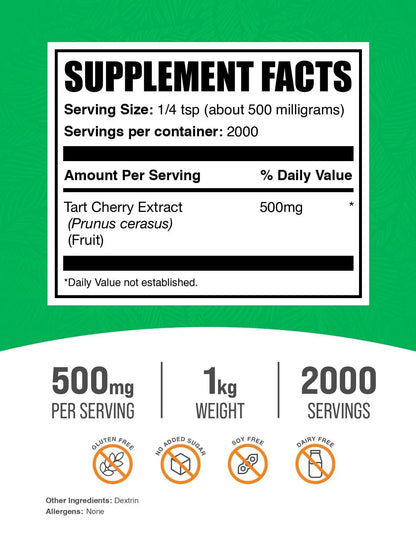 BulkSupplements Tart Cherry Extract Powder – 500 mg per Serving, 1 kg – Gluten Free BritishVita | Premium UK Vitamins & Wellness Supplements