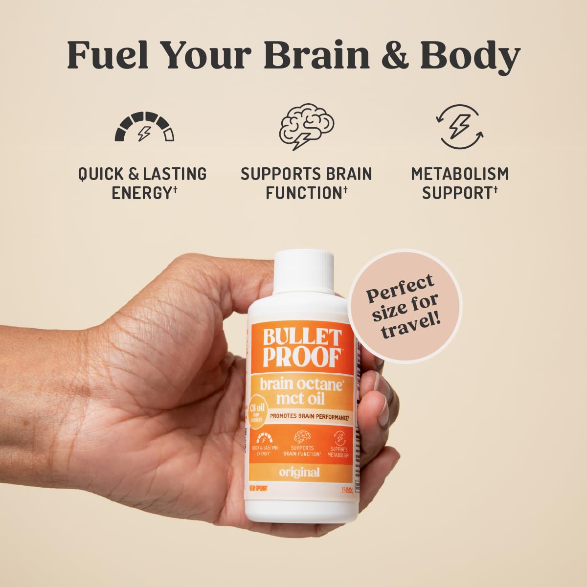 Bulletproof Brain Octane C8 MCT Oil Travel Size – 3 oz | Keto Energy