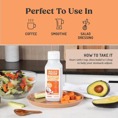 Bulletproof Brain Octane C8 MCT Oil 16oz | Premium Keto Energy for Brain & Body