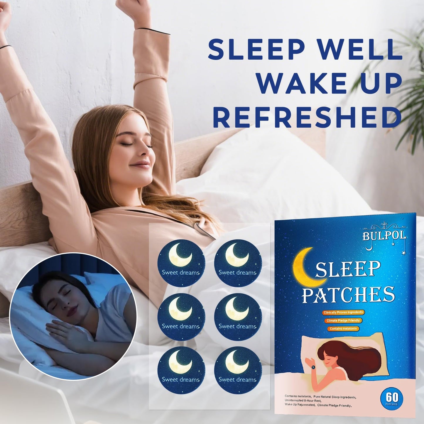 BULPOL Sleep Patches for Adults – 60 Pack, All-Natural Deep Sleep