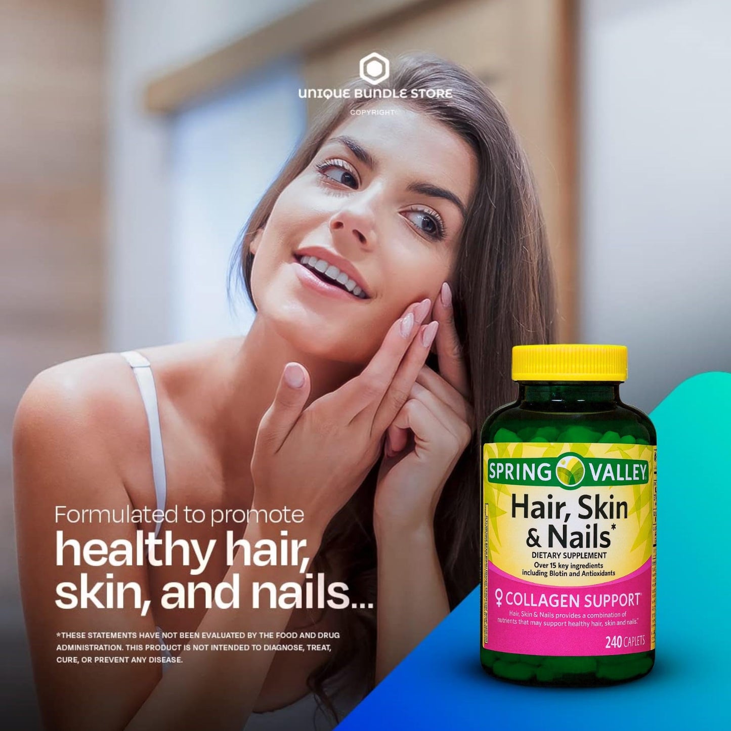 Hair Skin Nails 240 Caplets Supplement – 80 Day Supply | Unique Bundle Store