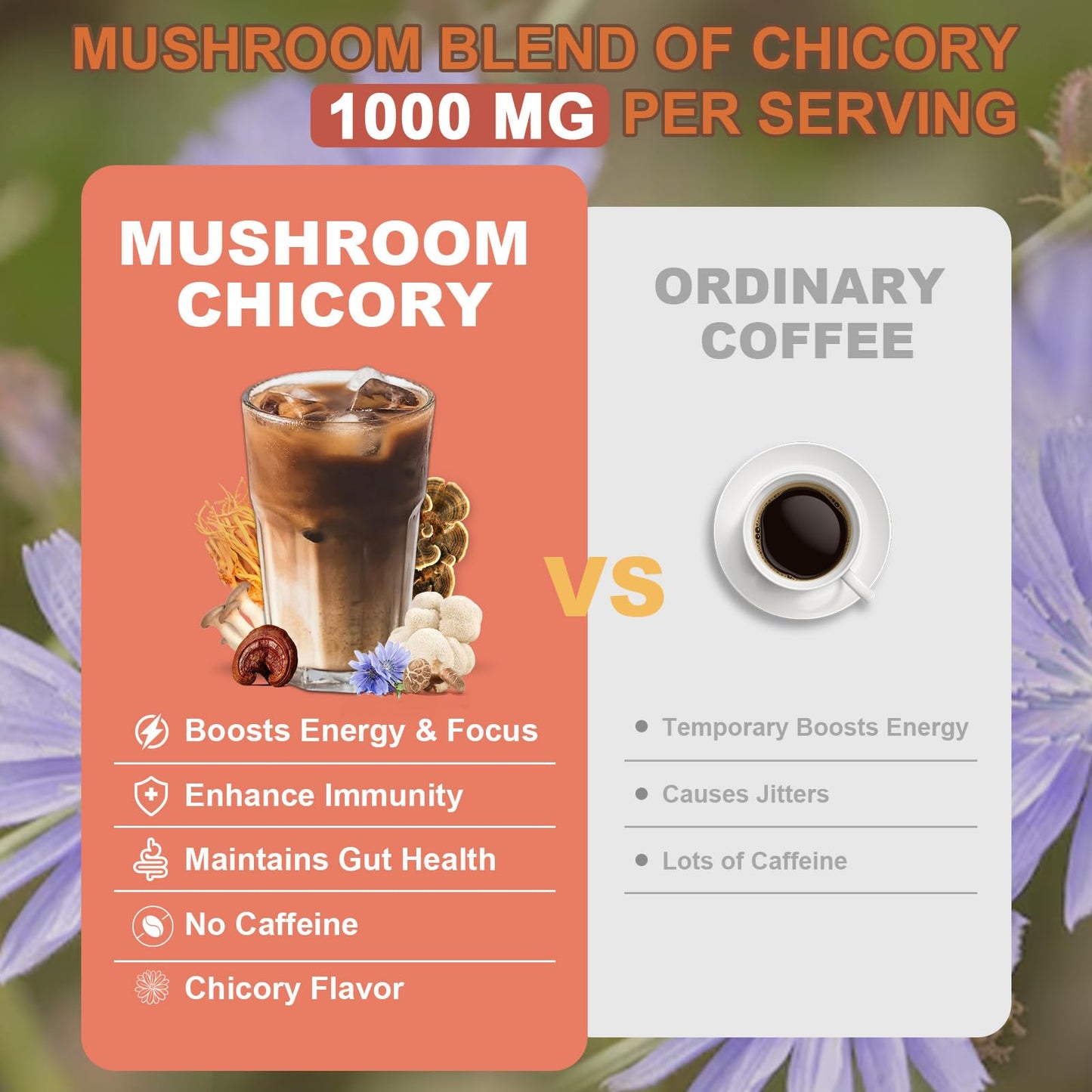 Bunkell Mushroom Chicory – Adaptogenic 6-Mushroom Powder for Energy, Digestion & Immunity