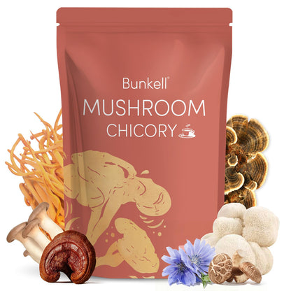 Bunkell Mushroom Chicory – Adaptogenic 6-Mushroom Powder for Energy, Digestion & Immunity