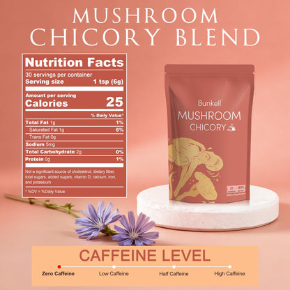 Bunkell Mushroom Chicory – Adaptogenic 6-Mushroom Powder for Energy, Digestion & Immunity