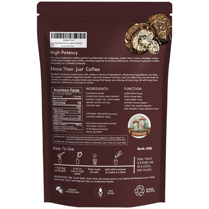 Bunkell Mushroom Coffee | Adaptogenic 6-Mushroom Blend for Energy & Immunity