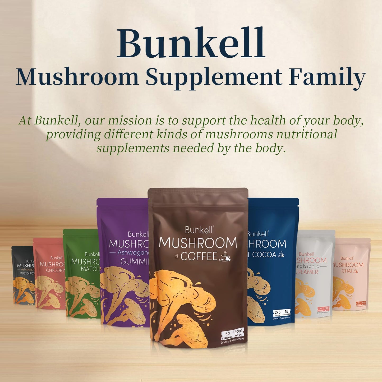 Bunkell Mushroom Hot Cocoa – Adaptogenic Reishi, L-Theanine & Melatonin | Sleep Support, 25 Servings