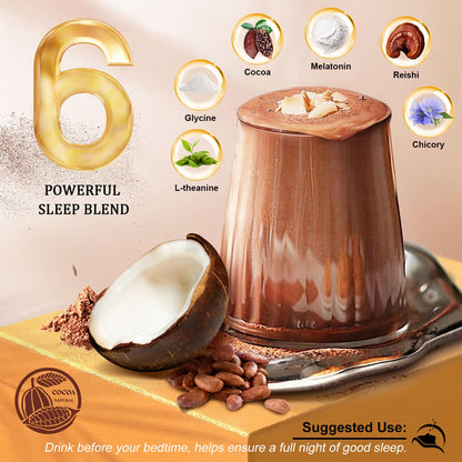 Bunkell Mushroom Hot Cocoa – Adaptogenic Reishi, L-Theanine & Melatonin | Sleep Support, 25 Servings