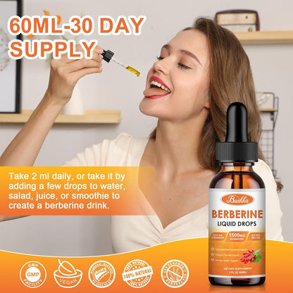 Bunkka Berberine Liquid Drops (2 Pack) – Sugar-Free, Vegan, 4 fl oz | Immune & Digestive Support