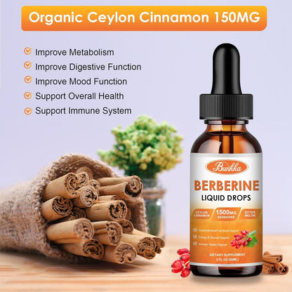 Bunkka Berberine Liquid Drops (2 Pack) – Sugar-Free, Vegan, 4 fl oz | Immune & Digestive Support