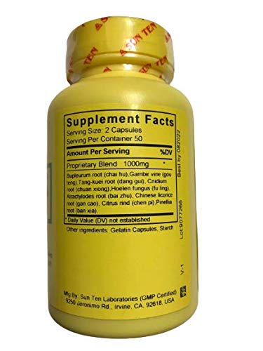 Bupleurum, Citrus & Pinellia Formula Capsules – Yi Gan San Jia Chen Pi Ban Xia 100 Count 165B