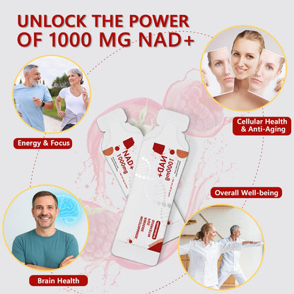 Buporai NAD Supplement 1000 mg Liquid Packets – NAD+ NR with Resveratrol, PQQ & Quercetin