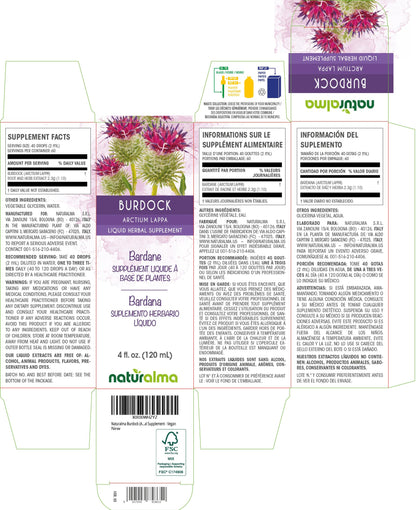 Naturalma Burdock Root & Herb Tincture – Alcohol-Free, 4 fl oz Drops – Vegan