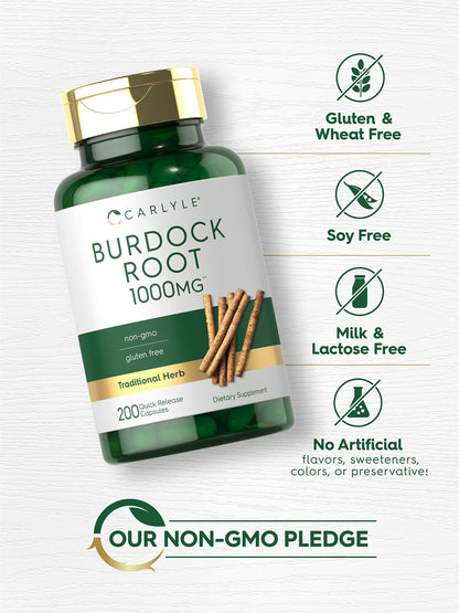 Carlyle Burdock Root 1000 mg – 200 Capsules | Non-GMO & Gluten Free