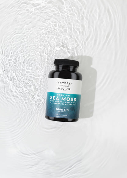 Thomas' All-Natural Irish Sea Moss Capsules with Bladderwrack & Burdock Root – Organic Sea Moss Pills (120)