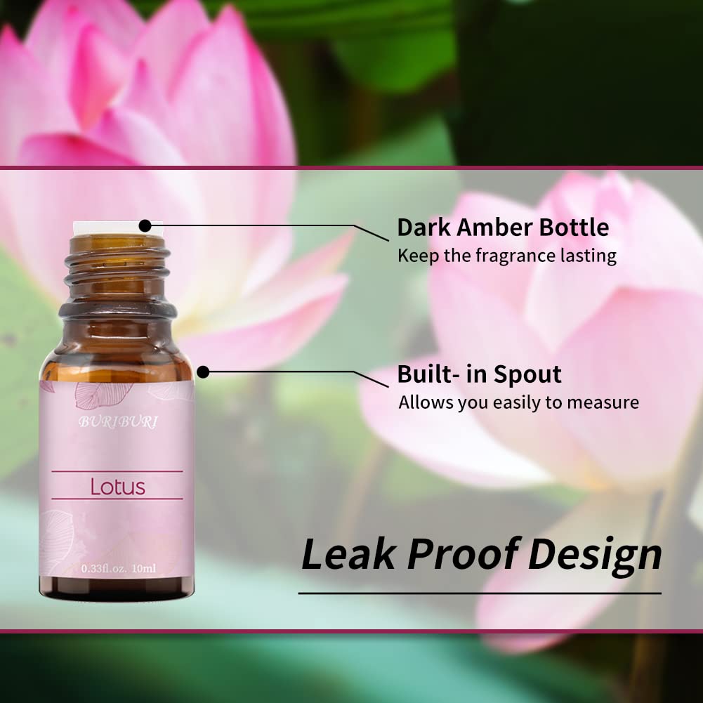 BURIBURI Lotus & Peony Essential Oils Gift Set 2-Pack – 100% Pure | Diffuser, Soap Making