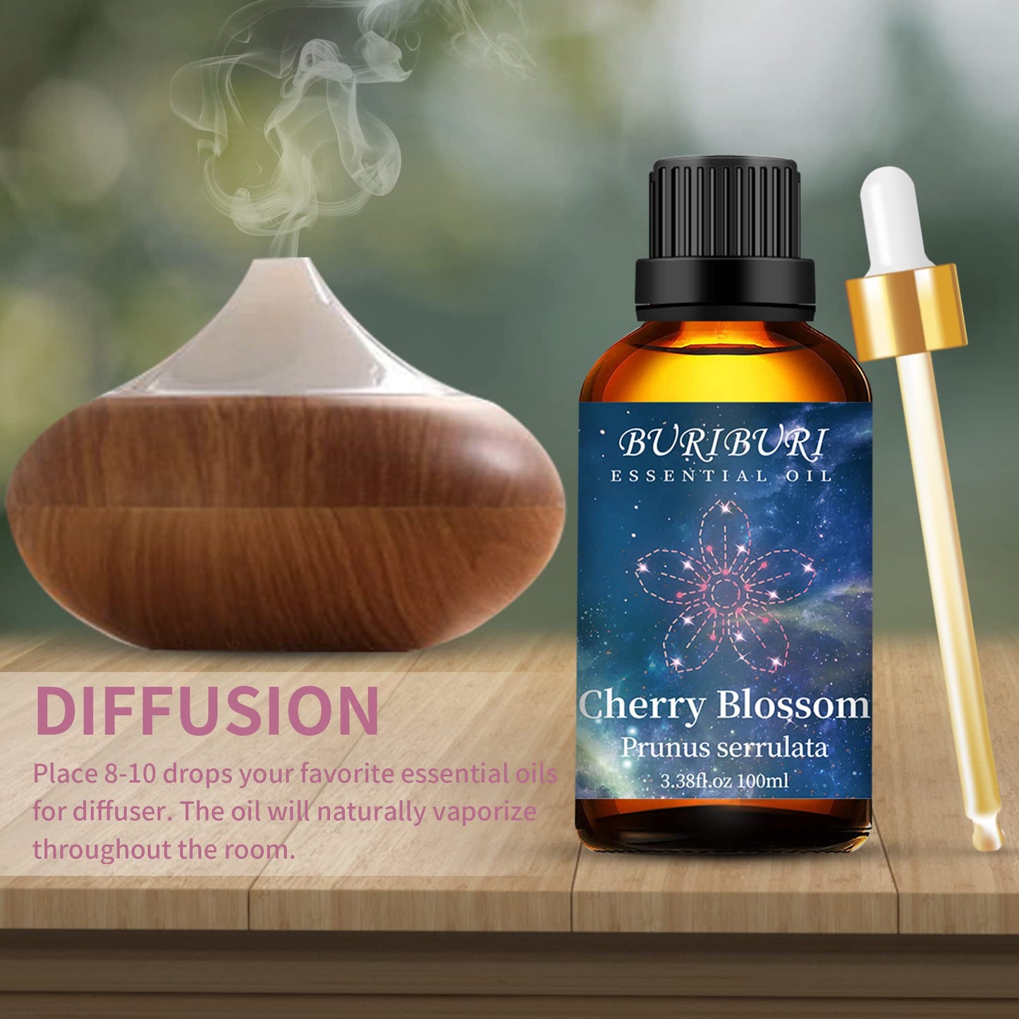 BURIBURI Cherry Blossom Essential Oil for Aromatherapy Diffuser and Skin | 100% Pure Cherry Blossom Oil 100ml