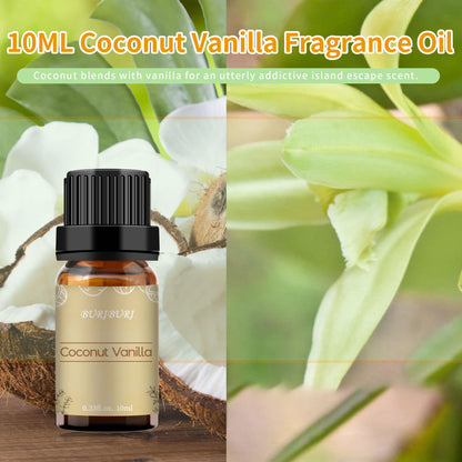 BURIBURI Coconut Vanilla Essential Oil 10ml | Premium Grade Scented Oil for Diffusers, Massage, Candles & Soap
