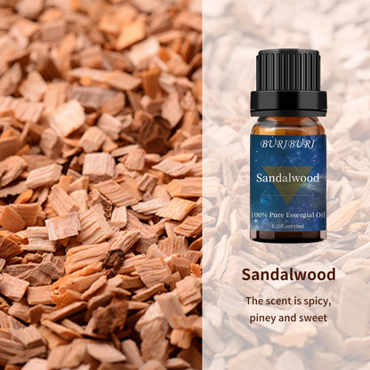 BURIBURI Sandalwood & Coffee Essential Oils 10ml – 100% Pure Fragrance Oils for Diffuser & Massage