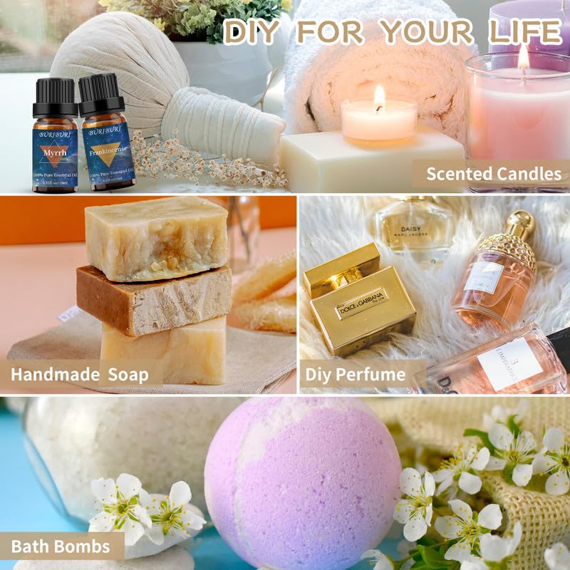 BURIBURI Frankincense & Myrrh Essential Oils Gift Set – 2 x 10ml, 100% Pure & Natural