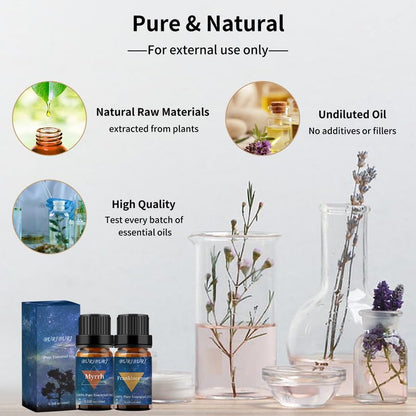 BURIBURI Frankincense & Myrrh Essential Oils Gift Set – 2 x 10ml, 100% Pure & Natural