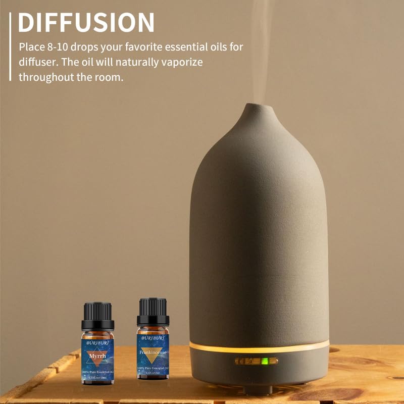 BURIBURI Frankincense & Myrrh Essential Oils Gift Set – 2 x 10ml, 100% Pure & Natural