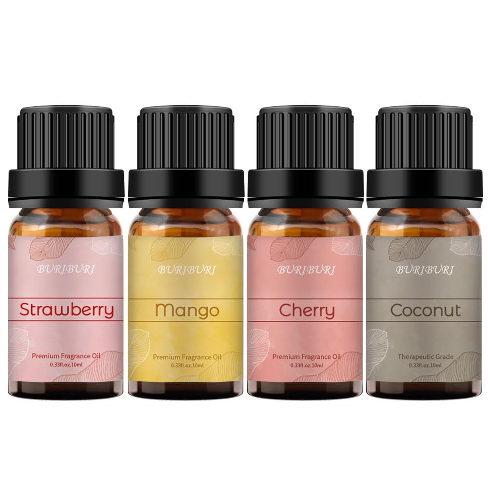 BURIBURI Fruit Essential Oils Gift Set 4Pack - Premium Fruity Fragrance