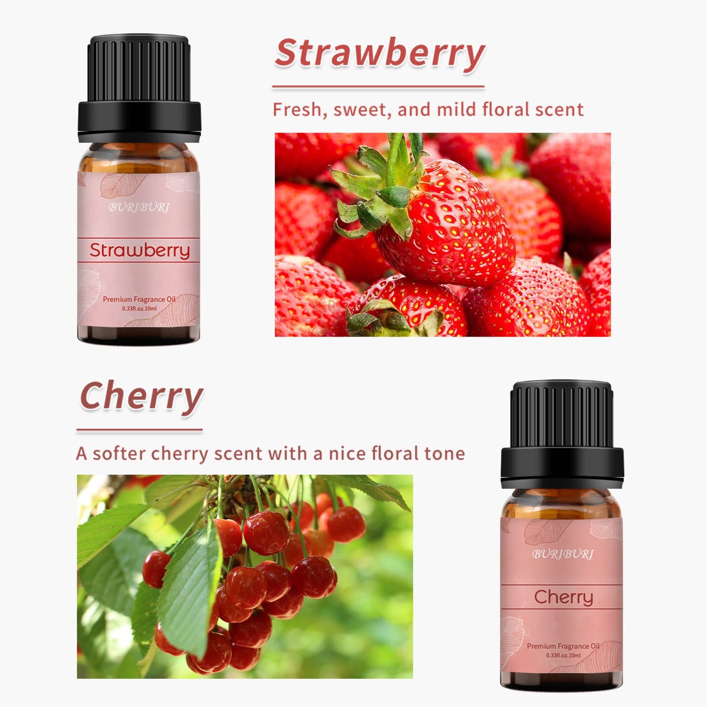 BURIBURI Fruit Essential Oils Gift Set 4Pack - Premium Fruity Fragrance