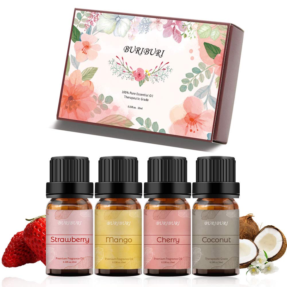 BURIBURI Fruit Essential Oils Gift Set 4Pack - Premium Fruity Fragrance
