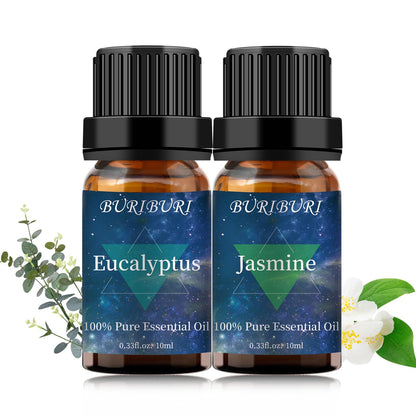 BURIBURI Jasmine & Eucalyptus Oils 2-Pack - 10ml for Diffusers