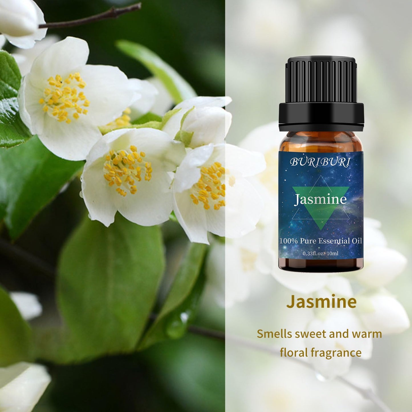 BURIBURI Jasmine & Eucalyptus Oils 2-Pack - 10ml for Diffusers