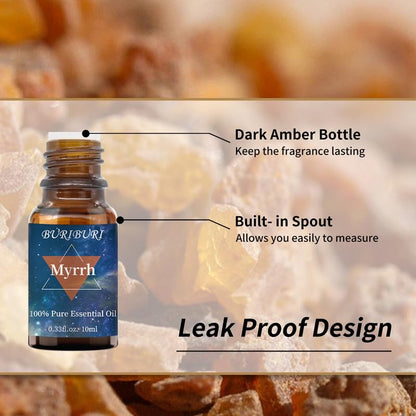 BURIBURI Frankincense & Myrrh Essential Oils Gift Set – 2 x 10ml, 100% Pure & Natural