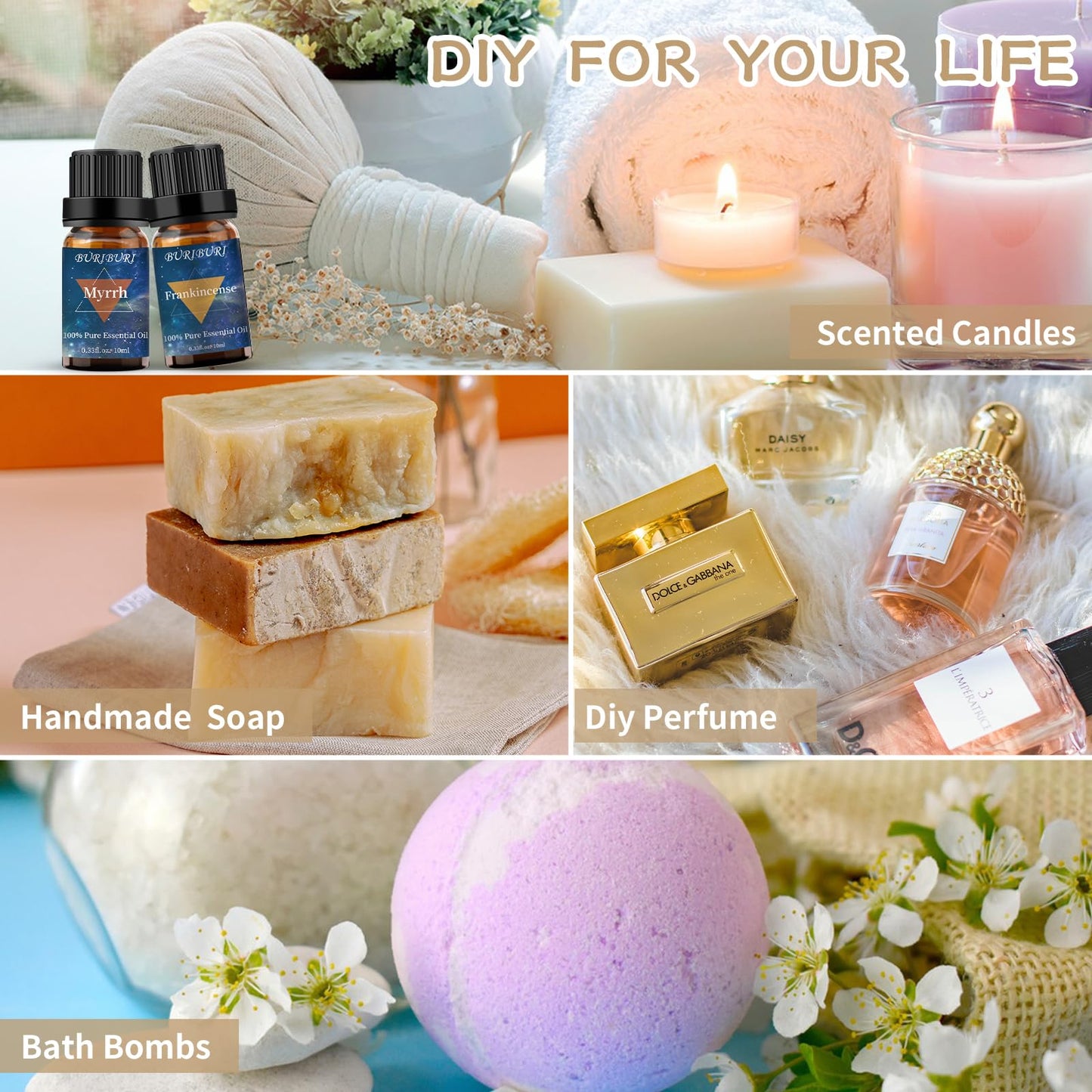 BURIBURI Frankincense & Myrrh Essential Oils Gift Set – 2 x 10ml, 100% Pure & Natural