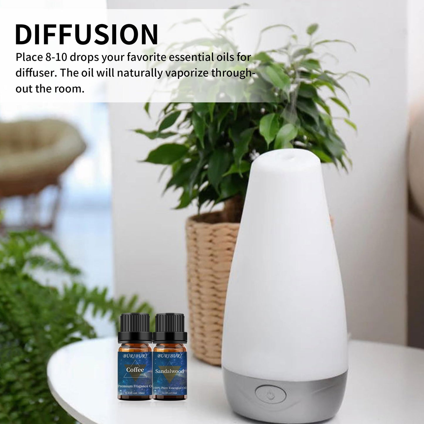 BURIBURI Sandalwood & Coffee Essential Oils 10ml – 100% Pure Fragrance Oils for Diffuser & Massage