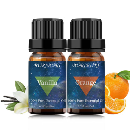 BURIBURI Orange & Vanilla Essential Oils Gift Set - 100% Pure & Undiluted, 10ml x 2