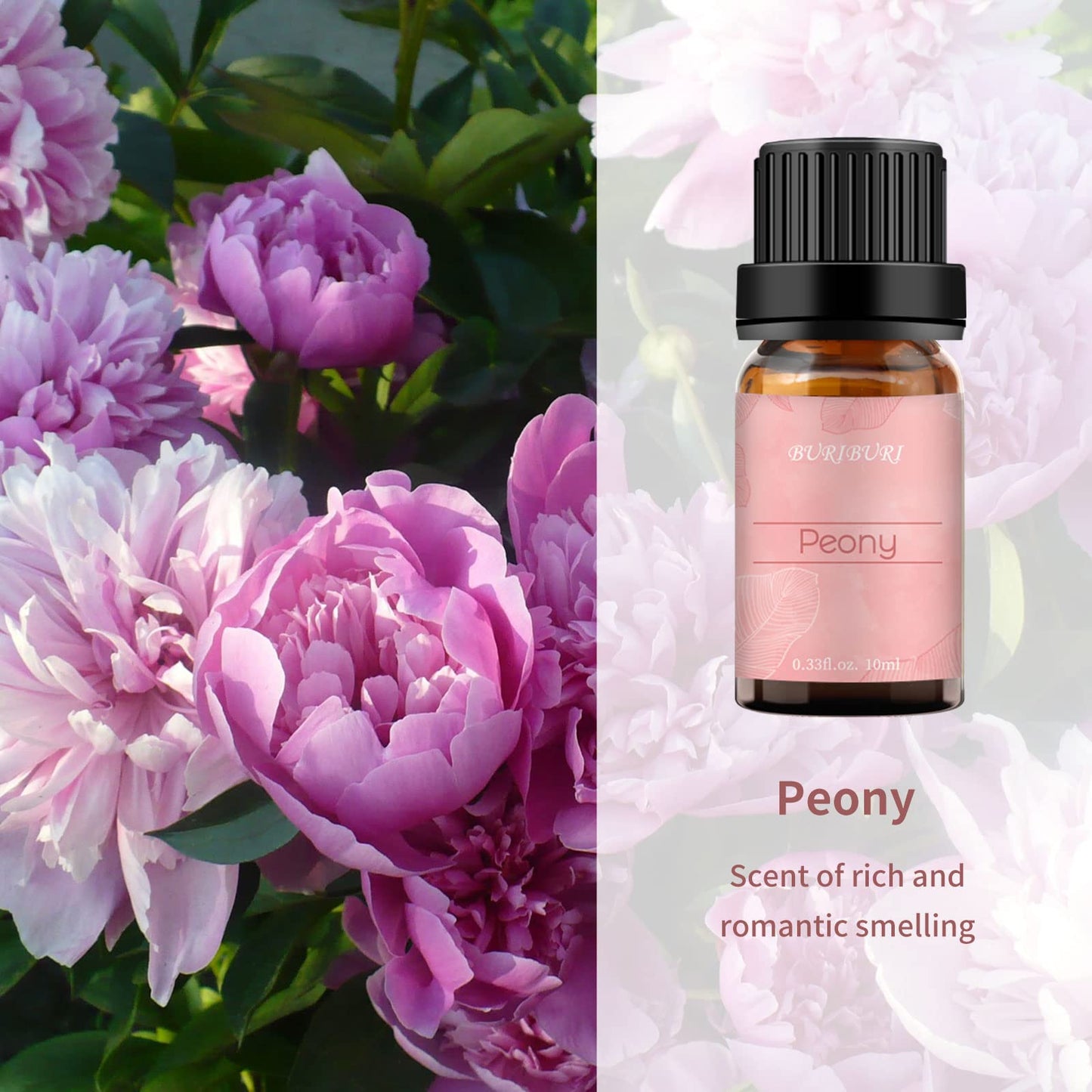 BURIBURI Lotus & Peony Essential Oils Gift Set 2-Pack – 100% Pure | Diffuser, Soap Making