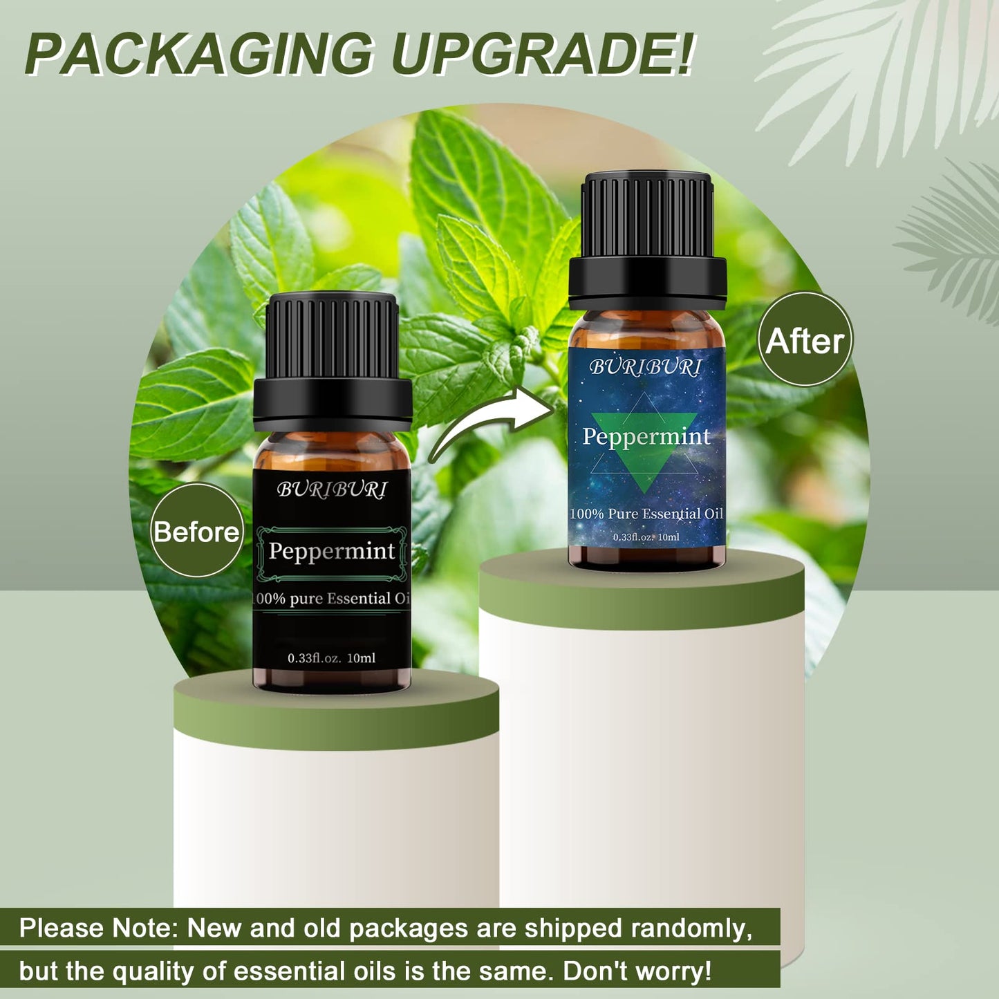 BURIBURI Peppermint Essential Oil — 100% Pure, 10ml | Organic Aromatherapy