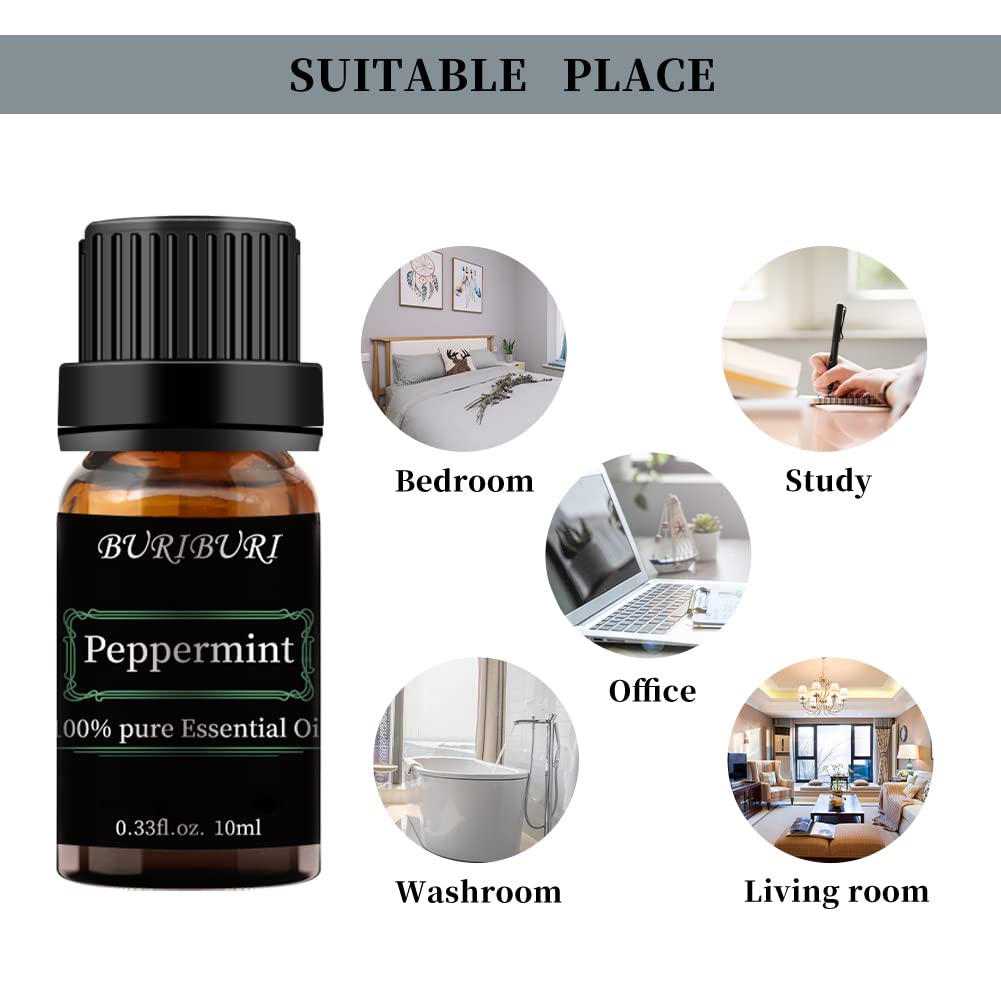 BURIBURI Peppermint Essential Oil — 100% Pure, 10ml | Organic Aromatherapy
