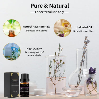 BURIBURI Rosemary Essential Oil 100% Pure – 10ml, Undiluted, Organic