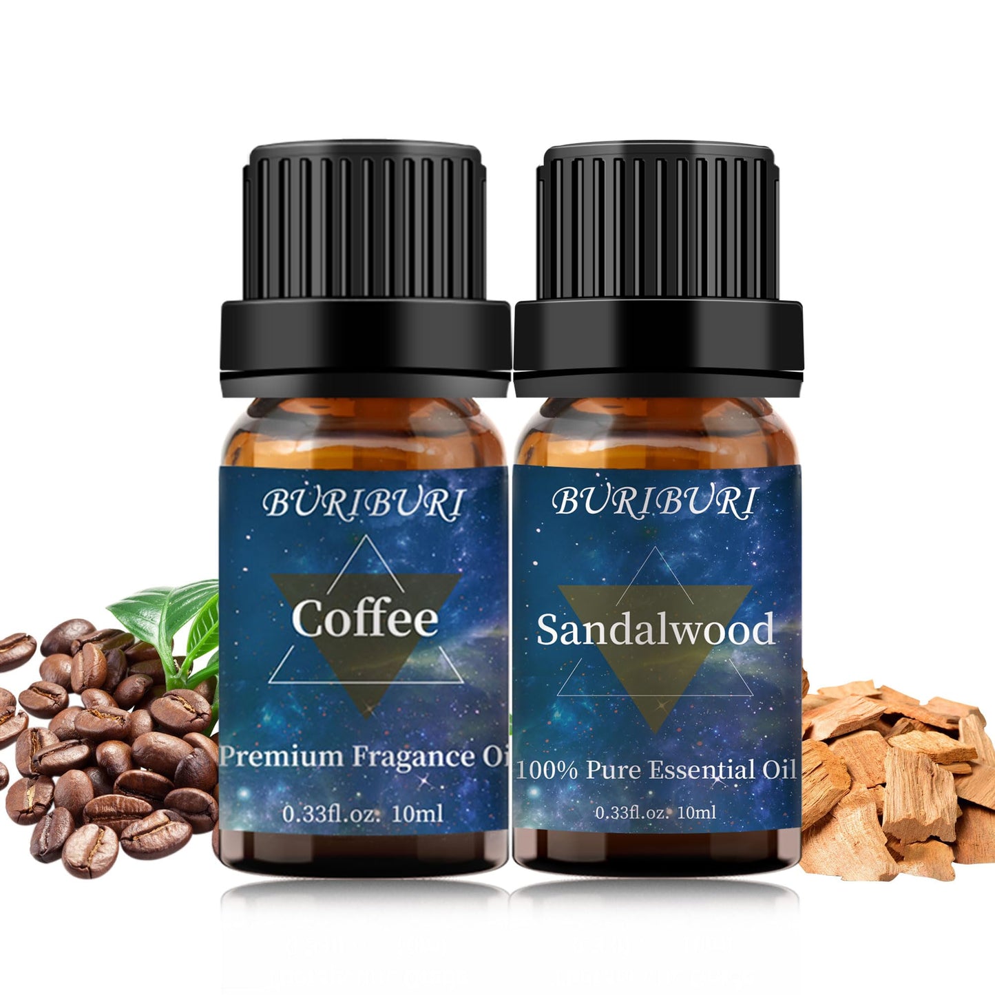 BURIBURI Sandalwood & Coffee Essential Oils 10ml – 100% Pure Fragrance Oils for Diffuser & Massage