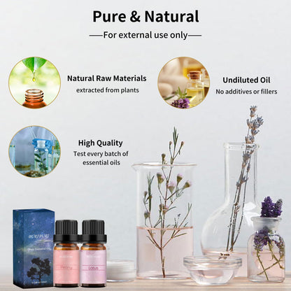 BURIBURI Lotus & Peony Essential Oils Gift Set 2-Pack – 100% Pure | Diffuser, Soap Making