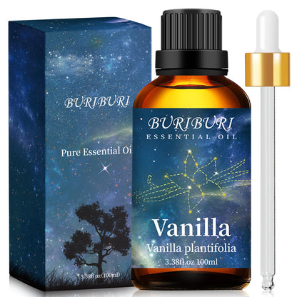 BURIBURI 100ML Vanilla Essential Oil – 100% Pure Undiluted Aromatherapy Vanilla Oil for Soap, Candles, Massage, Diffusers